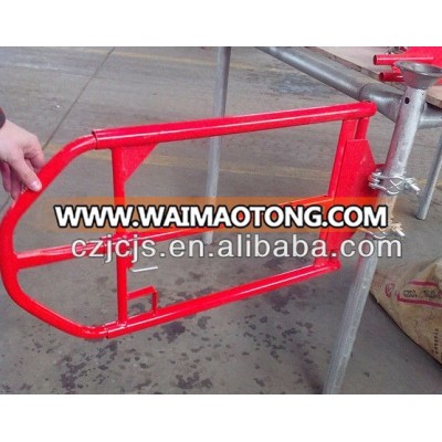 Orange powder coated scaffolding extension gate